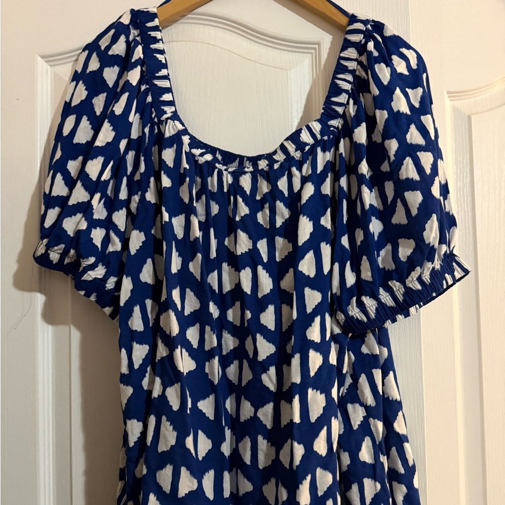 NWOT Sonoma Blue & White Puff Sleeve Scoop Neck shirt size 2x